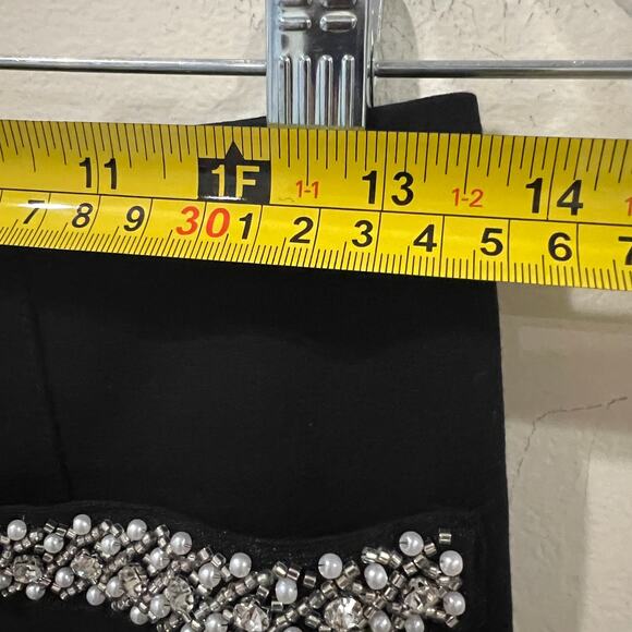 Anthropologie X Maeve The Colette Cropped Rhinestone Pocket Pants Black Size 27 - Picture 7 of 11
